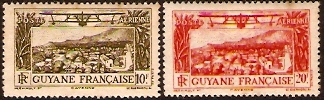 French Guiana 1933 Air Stamps. SG170-SG171.