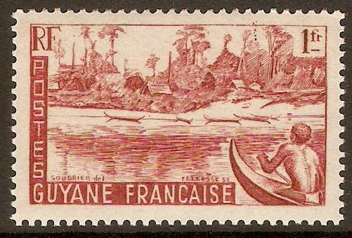 French Guiana 1947 1f Brown-lake. SG228.