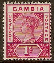 Gambia 1898 1d Carmine. SG38.