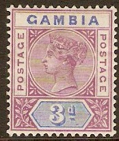 Gambia 1898 3d Reddish purple and blue. SG41.