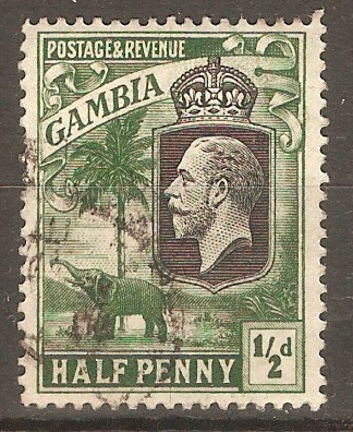 Gambia 1922 ½d Green. SG122a.