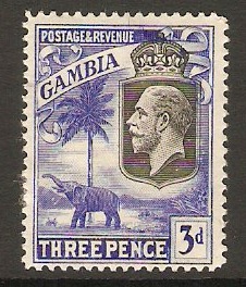 Gambia 1922 3d Bright blue. SG128a.