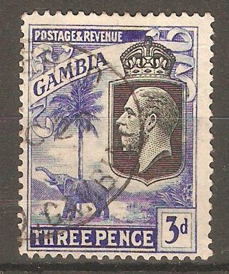 Gambia 1922 3d Bright blue. SG128a.