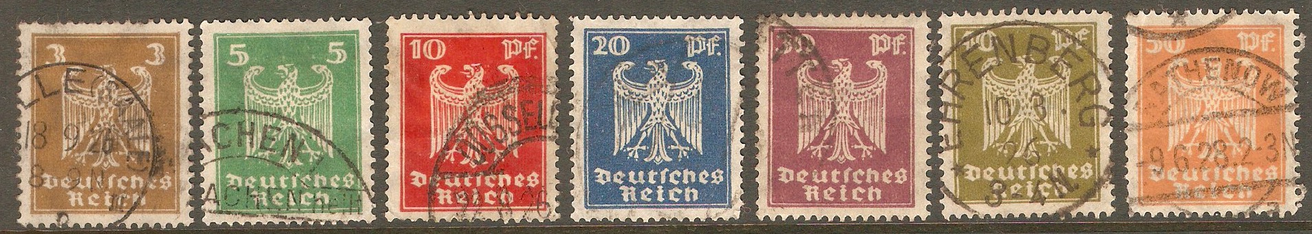 Germany 1924 Eagle set. SG369-SG375.