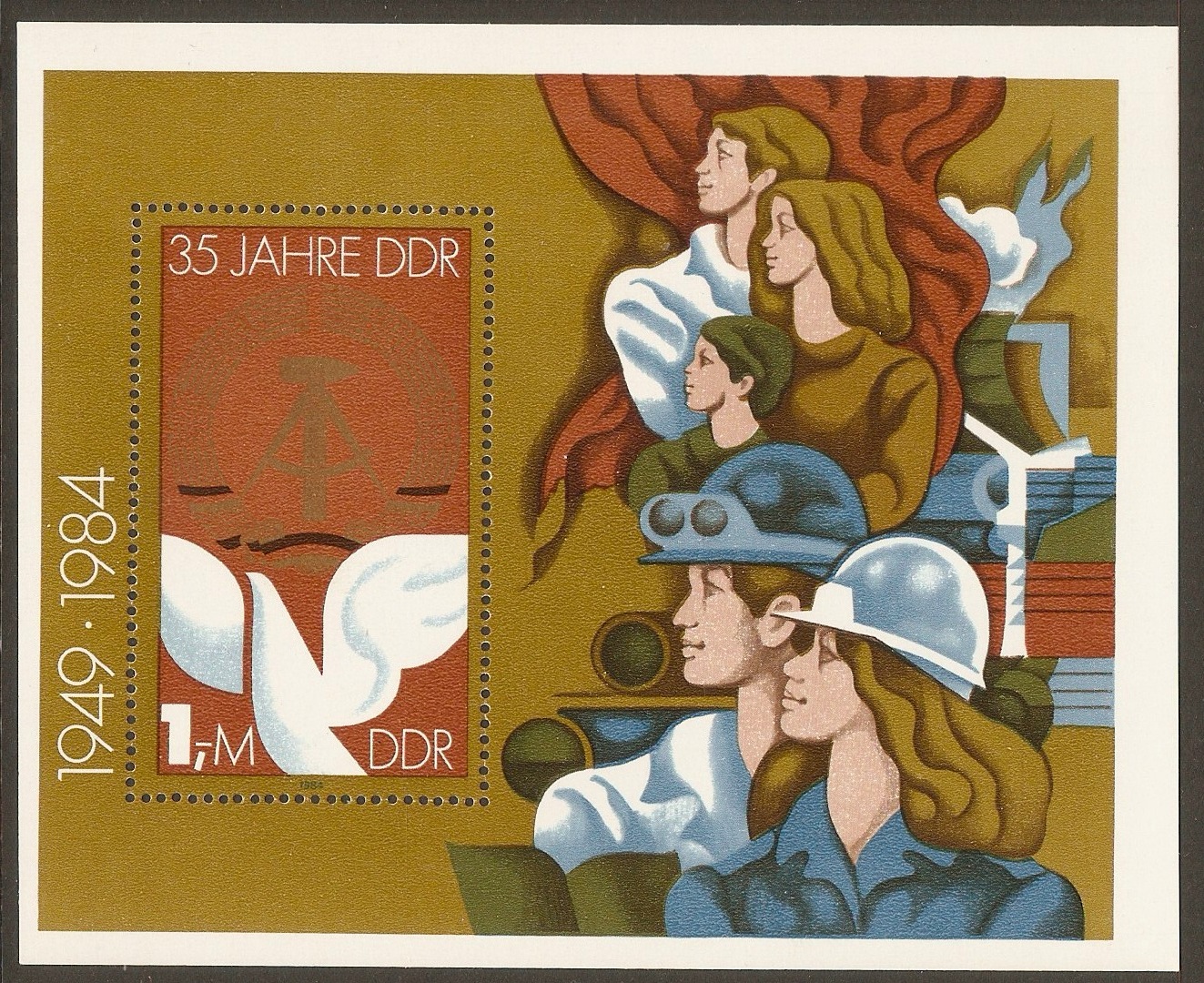 East Germany 1984 DDR Anniversary sheet. SGMSE2613.