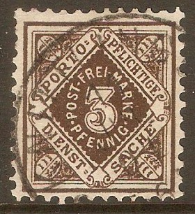 Wurttemberg 1896 3pf Brown - Municipal Stamp. SGM149.