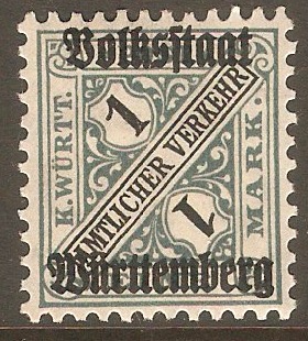 Wurttemberg 1919 1m Black and grey-green - Official. SGO244.