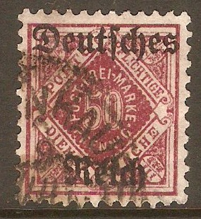 Germany 1920 50pf Maroon - Official stamp. SGO159.