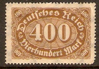 Germany 1922 400m Yellow-brown on buff. SG239.