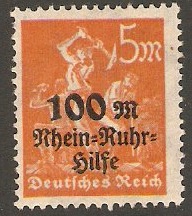Germany 1923 5+100m Orange. SG257.