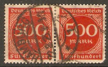 Germany 1923 500m Large Numerals series. SG265.