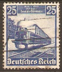 Germany 1935 25pf Blue - Railway Centenary Series. SG579.