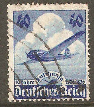 Germany 1936 40pf Bright blue- Lufthansa Anniversary. SG600.
