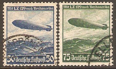Germany 1936 Air Stamps Set - Airship Hindenburg. SG603-SG604.