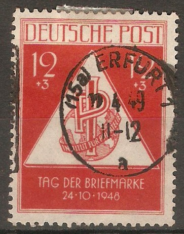 Germany 1948 12pf +3pf Vermilion - Stamp Day. SGR49.