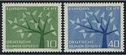 Germany 1962 Europa Stamp Set. SG1297-SG1298.