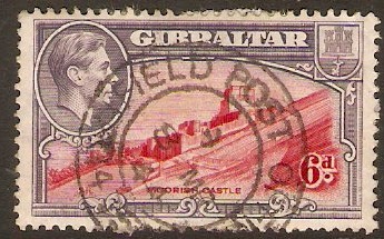 Gibraltar 1938 6d Carmine and grey-violet. SG126b.