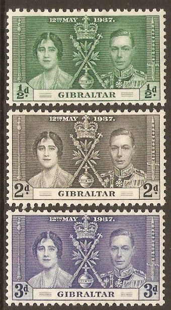 Gibraltar 1937 Coronation Set. SG118-SG120.
