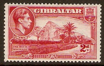 Gibraltar 1938 2d Carmine. SG124c..