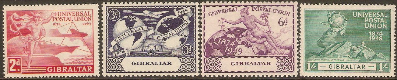 Gibraltar 1949 UPU 75th Anniversary Set. SG136-SG139.