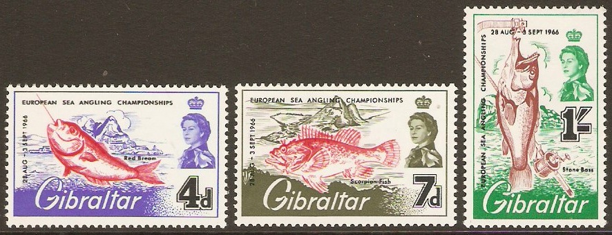 Gibraltar 1966 Angling Championships Set. SG190-SG192.