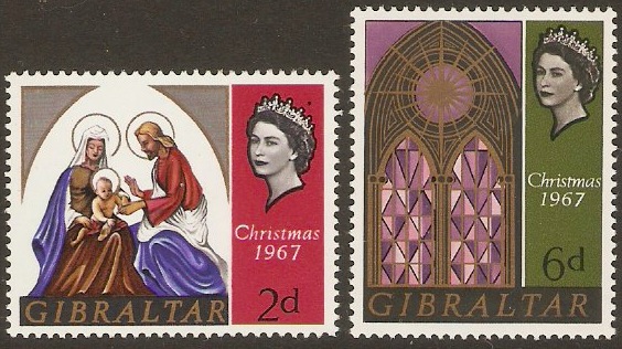 Gibraltar 1967 Christmas Set. SG217-SG218.