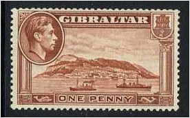 Gibraltar 1938 1d Yellow-brown. SG122ab.