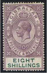 Gibraltar 1912 8s. Dull Purple and Green. SG84.