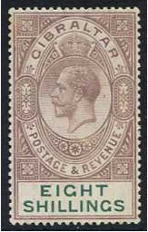Gibraltar 1921 8s. Dull Purple and Green. SG101.