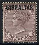 Gibraltar 1886 2d. Purple-Brown. SG3.