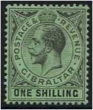 Gibraltar 1921 1s. Black on Emerald Paper. SG98.