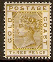 Gold Coast 1884 3d Olive-yellow. SG15.