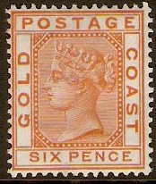 Gold Coast 1884 6d Orange. SG17.