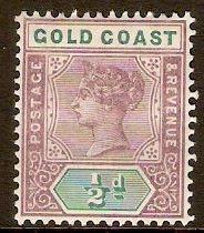 Gold Coast 1898 d Dull mauve and green. SG26.