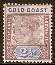 Gold Coast 1888 2d Dull mauve and ultramarine. SG28.