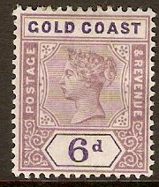 Gold Coast 1898 6d Dull mauve and violet. SG30.