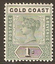 Gold Coast 1898 1s Green and black. SG31.