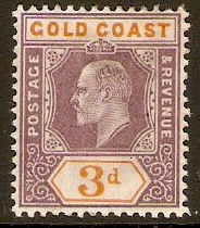 Gold Coast 1902 3d Dull purple and orange. SG42.