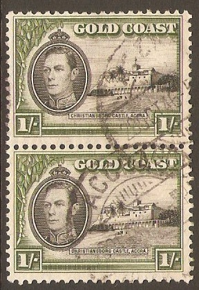 Gold Coast 1938 1s Black and olive-green. SG128.