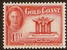 Gold Coast 1948 1d Scarlet. SG137.