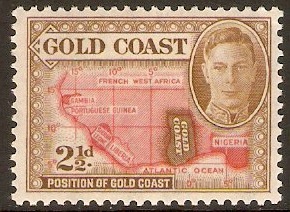 Gold Coast 1948 2d Yellow-brown and scarlet. SG139.