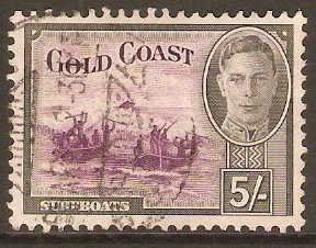 Gold Coast 1948 5s Purple and black. SG145.
