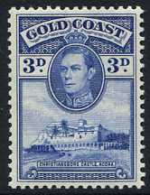Gold Coast 1938 3d Blue. SG124.