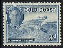 Gold Coast 1948 3d Light blue. SG140.