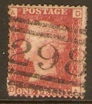 Great Britain 1858 1d Red - Plate 186. SG44.