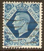Great Britain 1937 10d. Turquoise-Blue. SG474.