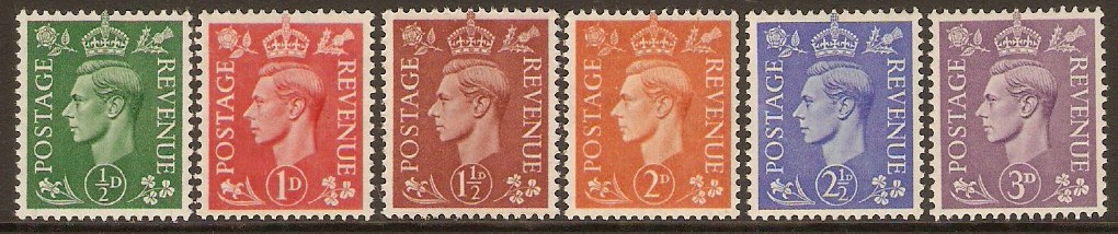 Great Britain 1941 King George VI definitives stamp set. SG485-S