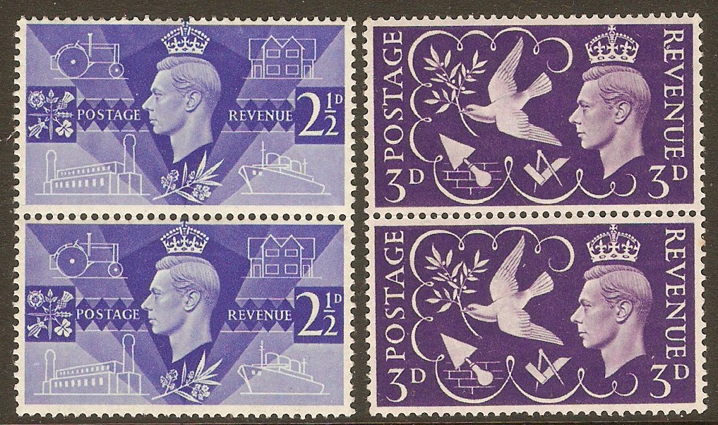 Great Britain 1946 Victory Stamp Set. SG491-SG492.