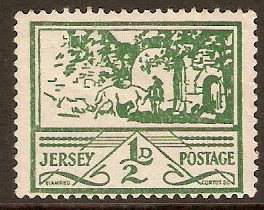 Jersey 1943 ½d Green. SG3.