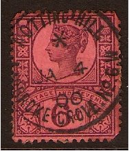 Great Britain 1887 6d. Purple/Rose-Red. SG208.